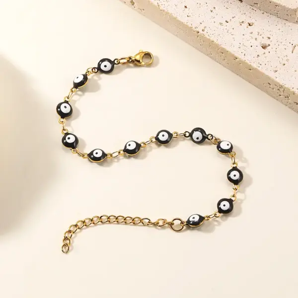 Wholesale PVD Coated 18K Gold Plated Devil's Eye 201 Stainless Steel Simple Style Waterproof Non Tarnish 201 Stainless Steel Bracelets