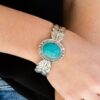 Wholesale Bohemian vintage style open bracelet with synthetic turquoise