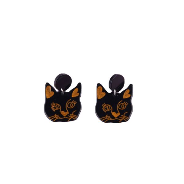 Wholesale Foreign Trade New Moon Cat Black Cat Head Earrings Simple Fashion Acrylic Personalized Earrings Ear Jewelry for Women