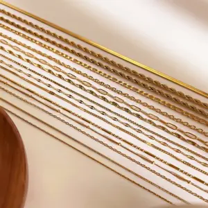 Wholesale 304 Stainless Steel Geometric PVD Coated Real Gold Plated Basic Simple Style Waterproof Non Tarnish Irregular Surgical Steel O-shaped Chain Cable Chain Twisted Rope Chain Gold Chain Necklace