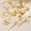 Wholesale 1 Pair Simple Style Heart Shape Plating Inlay Stainless Steel Artificial Pearls 18k Gold Plated Drop Earrings