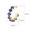 Wholesale 304 Stainless Steel C Shape Rhombus PVD Coated Zircon 18K Gold Plated IG Style Baroque Style Shiny Waterproof Non Tarnish Inlay Royal Blue Red Gold Ear Studs