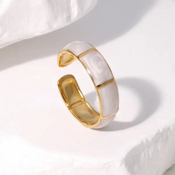 oly-2c58efe7368f00c174327c691478d531 Wholesale PVD Coated Real Gold Plated 18K Gold Geometric 304 Stainless Steel Vintage Style Simple Style IG Style Waterproof Non Tarnish Open Rings