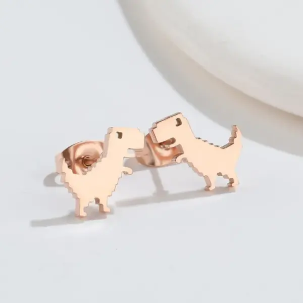 PVD Coated 18K Gold Real Gold Plated Dinosaur 304 Stainless Steel Fashion Waterproof Non Tarnish Ear Studs