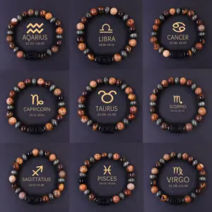 Wholesale Twelve Constellation Couple Bracelet Hot Tiger Eye Handmade Bracelet Shooter Bracelet Couple