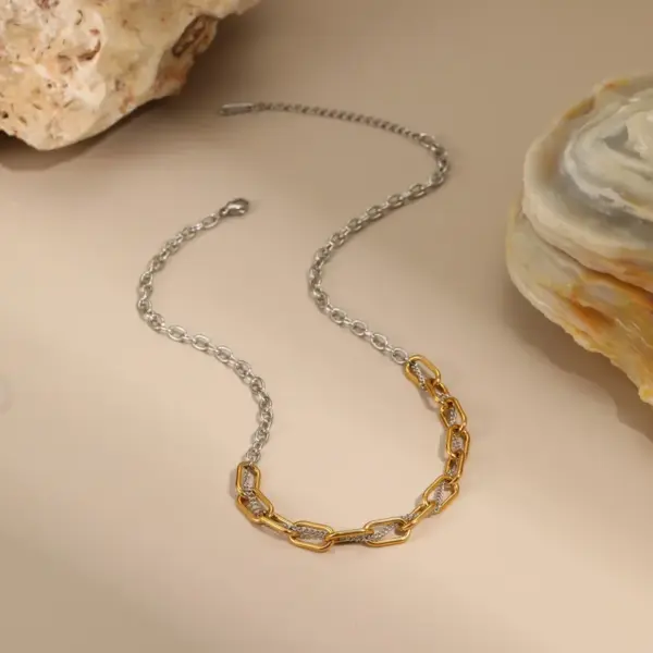 Trendy Color Block Punk Hip Hop Stainless Steel Titanium Bracelet Necklace Earring Set For Women Casual Cool Holiday Jewelry