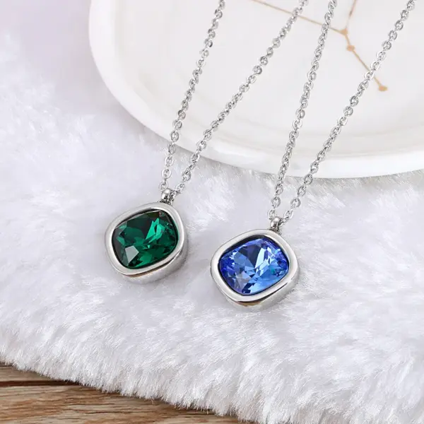 Wholesale Jewelry Formal Simple Style Geometric 304 Stainless Steel Zircon Inlay Pendant Necklace