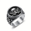 Wholesale NIGHTWORKS Europe, America and Caribbean Pirates Skull Seal Ring Men's Retro Index Finger Large Size Stainless Steel Ring