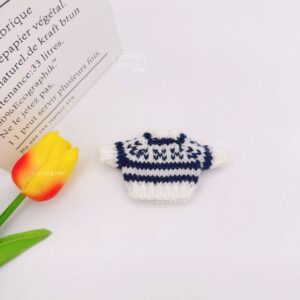 Rx130 sweater-navy blue pattern white collar