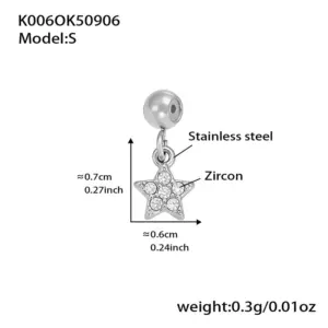 K006-Steel Color Five-Pointed Star Zircon Pendant-S