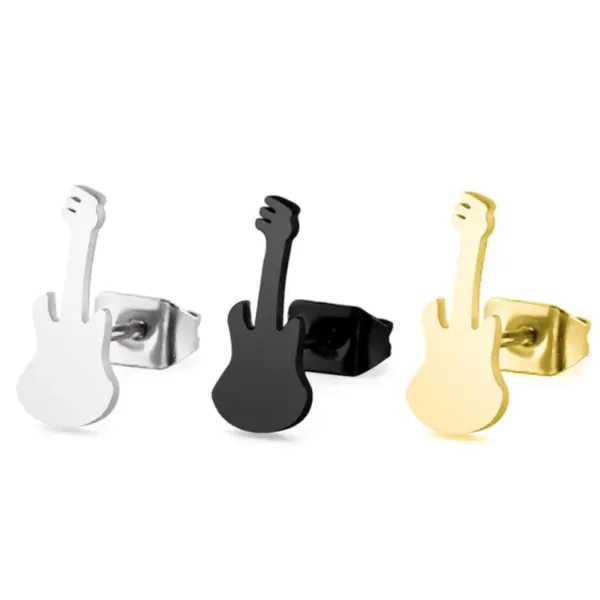 Wholesale PVD Coated 18K Gold Real Gold Plated Violin 304 Stainless Steel Fashion Waterproof Non Tarnish Ear Studs