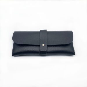 Black button leather box