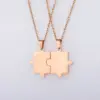 PVD Coated 18K Gold Real Plated Jigsaw Customization Laser Engraving 304 Stainless Steel Simple Style Waterproof Non Tarnish Pendant Necklace