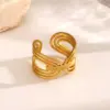 Wholesale Ion Plating (IP) 18K Gold Plated Geometric 304 Stainless Steel Vintage Style Simple Style Waterproof Non Tarnish Open Rings