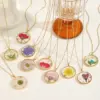 Wholesale Ion Plating (IP) 18K Gold Plated Dried Flower 304 Stainless Steel Casual Elegant Pendant Necklace