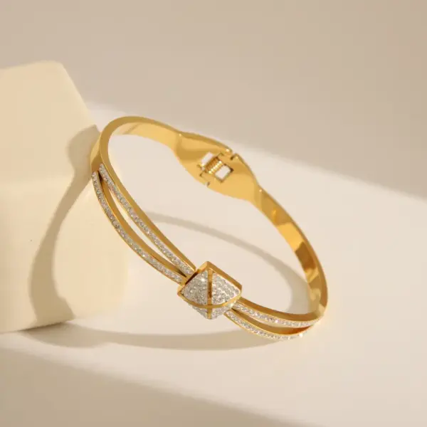 Simple Style Classic Style Tree Solid Color Flower 304 Stainless Steel 18K Gold Plated Zircon Bangle In Bulk