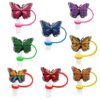 Wholesale Personalized Butterfly Straw Cover, Straw Cap, Dust Plug, Cute Cartoon Party Straw Decorative Plug, Factory Direct Sale