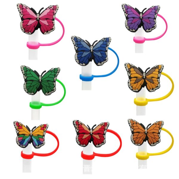 Wholesale Personalized Butterfly Straw Cover, Straw Cap, Dust Plug, Cute Cartoon Party Straw Decorative Plug, Factory Direct Sale