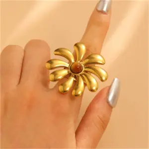 23 18K Real Gold Big Flower 9818 / Adjustable Opening / 1 Piece