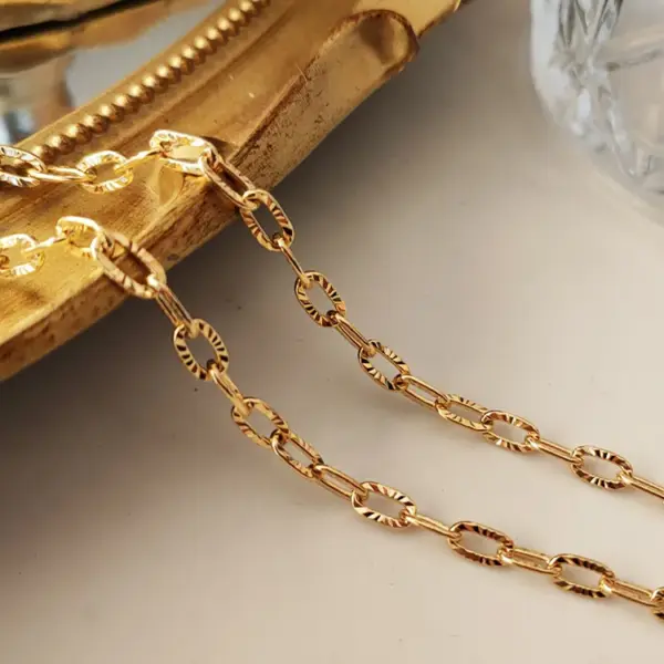 Wholesale Jewelry Simple Style Solid Color Titanium Steel Plating Paperclip Chain Chain Bracelet Necklace