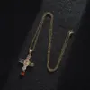 Wholesale Fashion Cross Copper 18k Gold Plated Zircon Pendant Necklace In Bulk