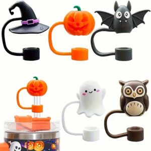 Wholesale Halloween theme straw cap 10mm large capacity car thermos cup with silicone straw plug dustproof in stock