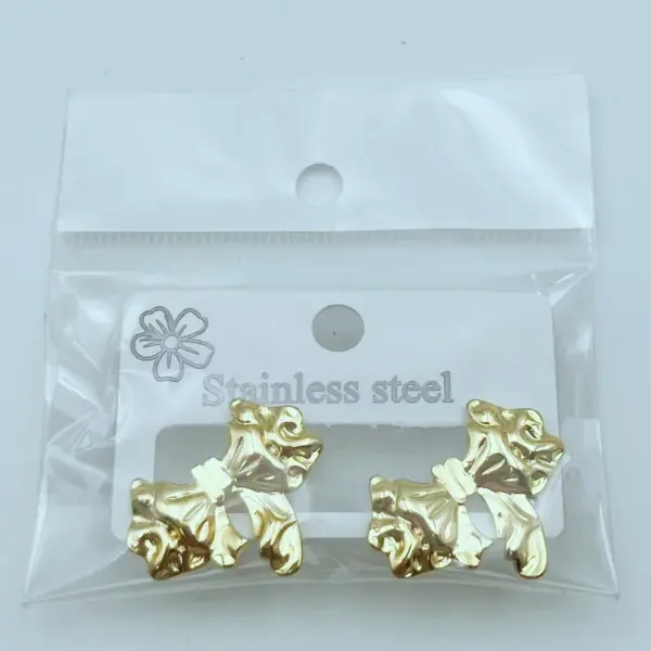 Fashionable Unique Stainless Steel Butterfly Knot Ear Cuff Women's Personality Folding Wavy Texture Earrings Luxury Style