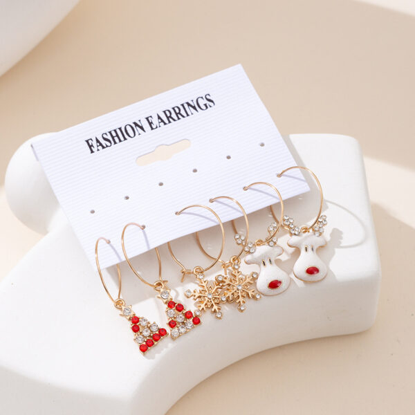 Wholesale Large hoop star bell earrings, small hoop multi-element combination Christmas earrings