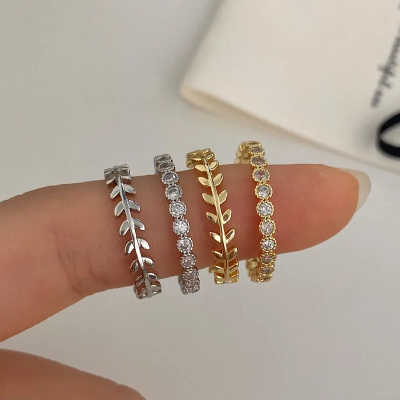Casual Round Copper Plating Inlay Zircon Gold Plated Open Rings