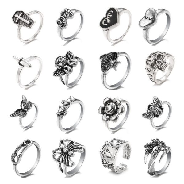 Wholesale Korean Jewelry Industry European and American Cross-Border New Retro Cast Ring Old Finger Joint Ring Personalized Punk Style Ring