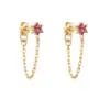 Wholesale Fashion Flower Copper Ear Studs Flowers Artificial Gemstones Copper Earrings