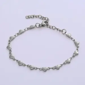 Horizontal Heart Shape (Glossy) / Steel Necklace (40+5cm)