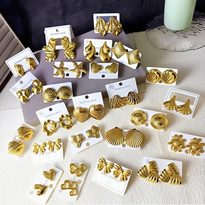 Wholesale Smooth Surface Stainless Steel Earrings Cool Irregular Geometric Shape Earrings Jewelry Accessories For Women