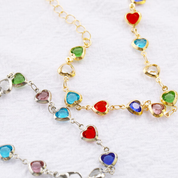 Wholesale Fashion new European and American cross-border color love zircon bracelet love heart-shaped mixed color sweet ladies hand ornaments