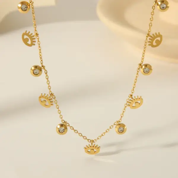 304 Stainless Steel 18K Gold Plated Casual Vintage Style Inlay Star Eye Butterfly Zircon Pendant Necklace