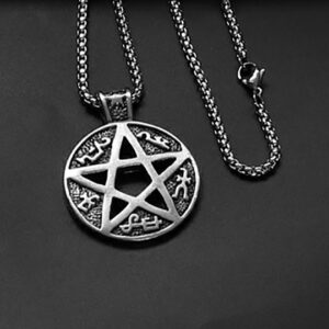 Pentagram Sanskrit + titanium steel chain