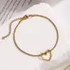 Wholesale Vacation Classic Style Heart Shape 304 Stainless Steel Cable Chain Bracelets In Bulk