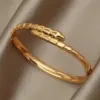 304 Stainless Steel Jaguar Snake Ion Plating (IP) Zircon Real Gold Plated Vintage Style French Style Waterproof Non Tarnish Asymmetrical Plating Gold Bangle