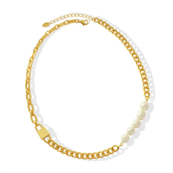 Wholesale PVD Coated Real Gold Plated 18K Gold Geometric 304 Stainless Steel Fashion Waterproof Non Tarnish 304 Stainless Steel Necklace