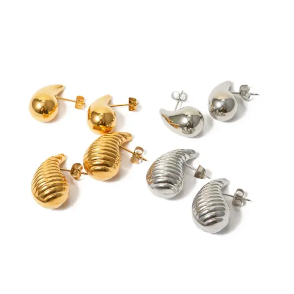PVD Coated Real Gold Plated Water oplets 316 Stainless Steel IG Style Waterproof Non Tarnish 316 Stainless Steel Ear Studs