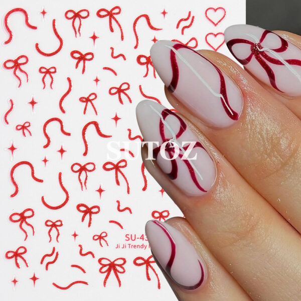 Wholesale Nail Art Stickers Gold, Silver, Red Ribbon Bowknot Starburst Adhesive Nail Stickers
