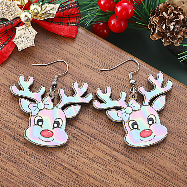 oly-2cb430f3f6a203034fe8d909ceef0b46 Wholesale Christmas Western Style Y2K Reindeer Wooden Double-Sided Earrings