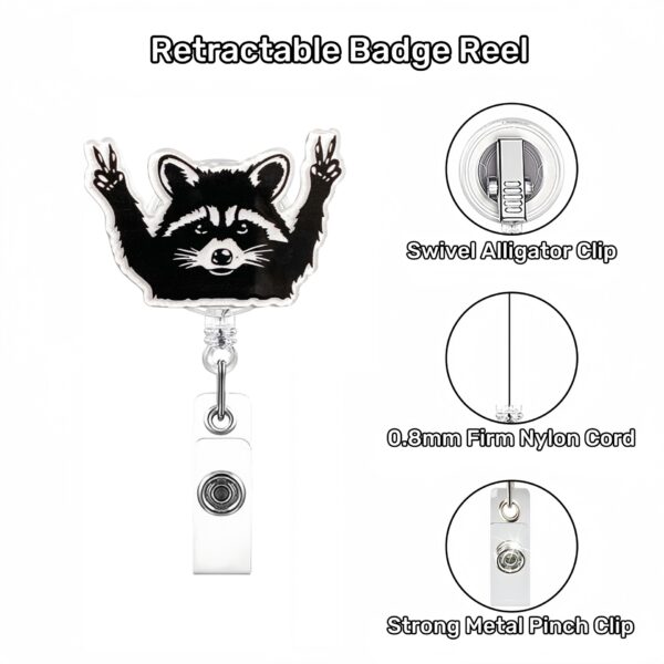 Wholesale Cross-border New Raccoon Biye Retractable Easy Pull Buckle Rotating Easy Pull ID Buckle Creative Tiger Head Badge Clip