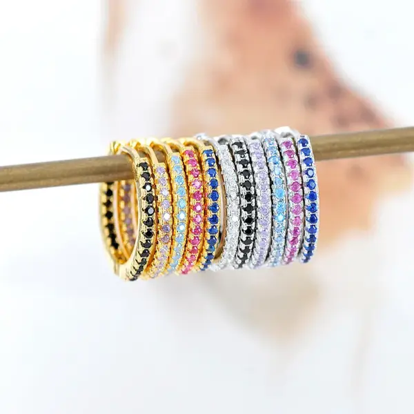 Wholesale Fashion Geometric Copper Artificial Gemstones Earrings