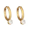Lady Geometric Titanium Steel Gold Plated Zircon Earrings 1 Pair