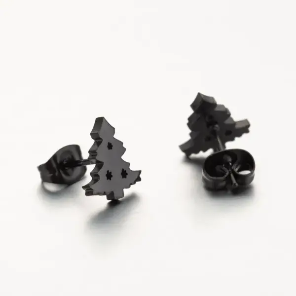 Wholesale PVD Coated 18K Gold Real Gold Plated Christmas Tree 304 Stainless Steel Fashion Waterproof Non Tarnish Ear Studs