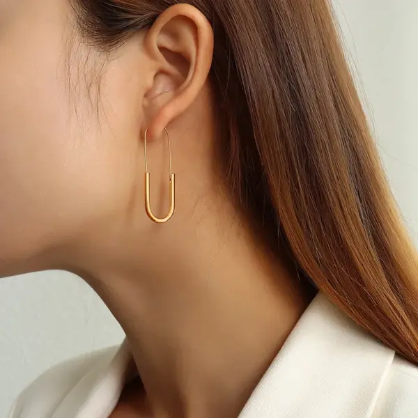Wholesale PVD Coated Real Gold Plated 18K Gold Geometric 304 Stainless Steel Fashion Waterproof Non Tarnish Earrings