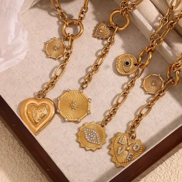 oly-2cc804843e9919aeccdf8994b54cad0a Wholesale Jewelry Lady Heart Shape 304 Stainless Steel Plating Pendant Necklace Cable Chain