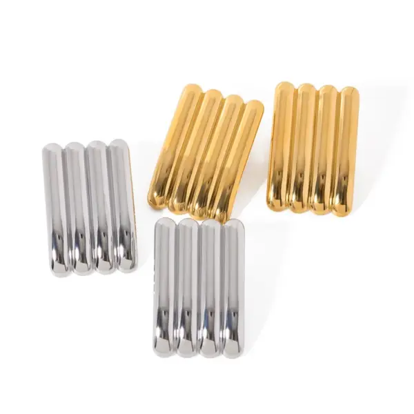 Wholesale 304 Stainless Steel Rectangle PVD Coated 18K Gold Plated IG Style Gold Ear Studs