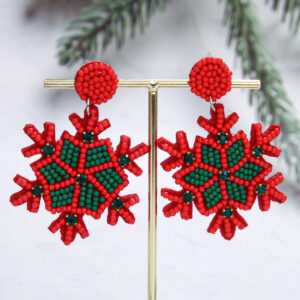 Rice beads Christmas snowflake earrings earrings